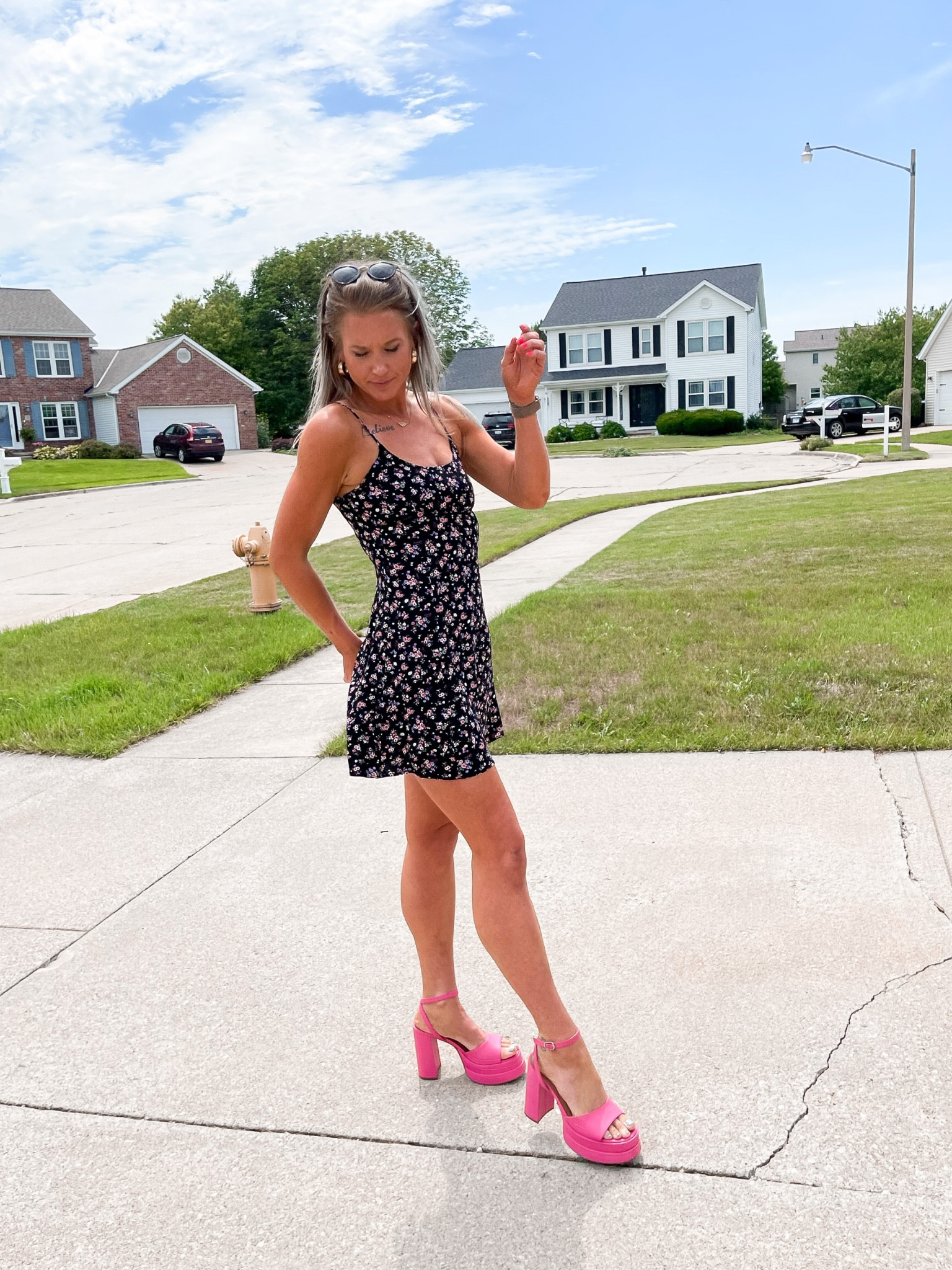 Women’s Casual cute summer outfit | mini summer dresses | floral outfit | outfit idea | dress for less | easy to recreate looks | Target block heels on SALE for only $28 - available in 3 colors 

#targetstyle #summeroutfit #outfitlook #outfitinspo #looksforless 

#LTKSeasonal #LTKshoecrush #LTKunder50