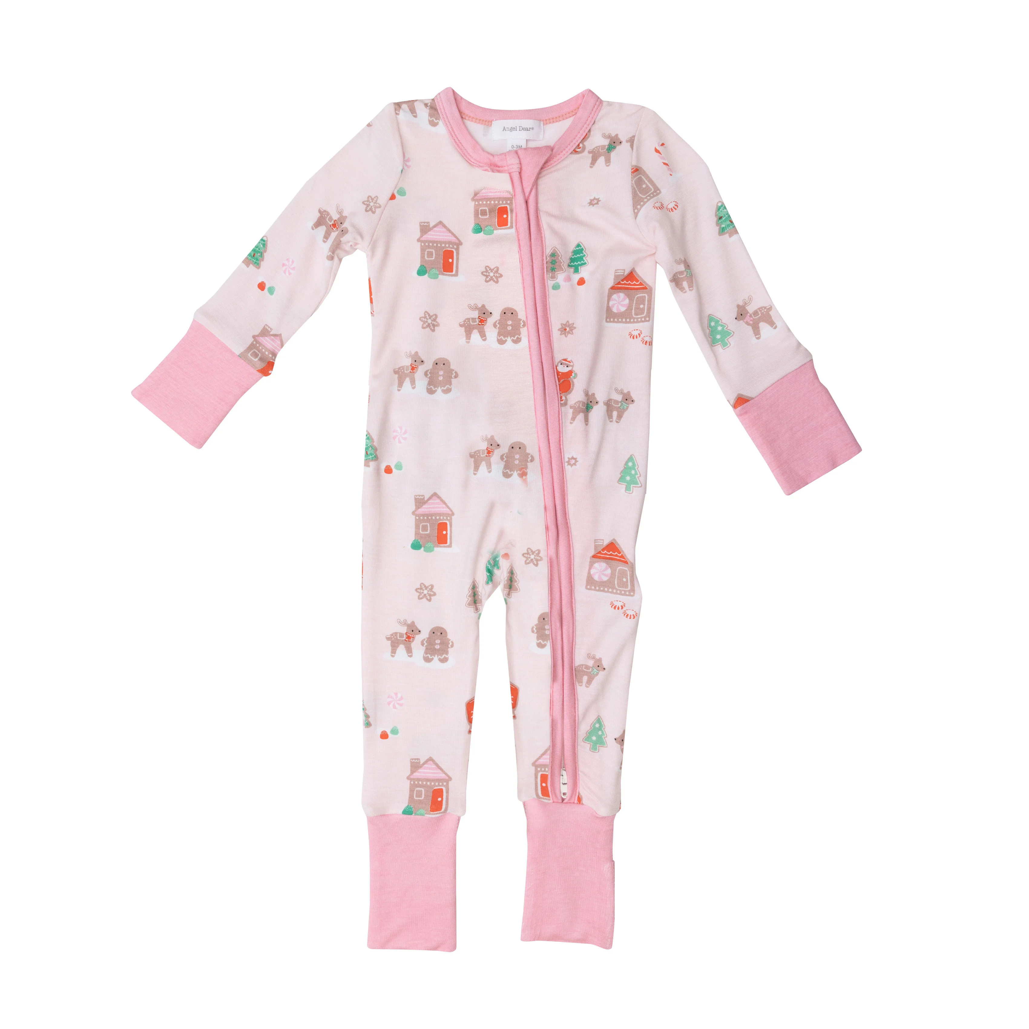 2 Way Ruffle Zip Romper, Pink Gingerbread Sleigh | SpearmintLOVE