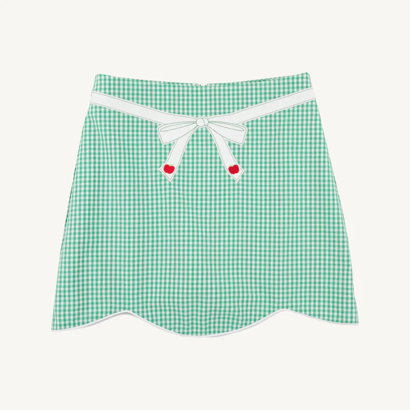 Perrin Scallop Skirt - Gibson Island Green Gingham & Apples | The Beaufort Bonnet Company