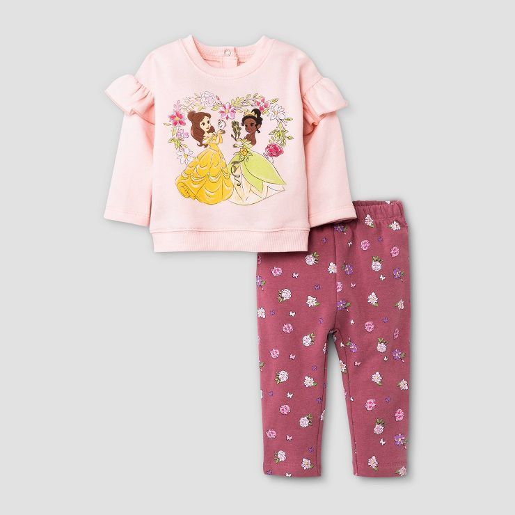Baby Girls' Disney Princess Disney Princess Top and Bottom Set - Pink | Target