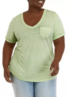 Plus Size Short Sleeve Burnout T-Shirt | Belk