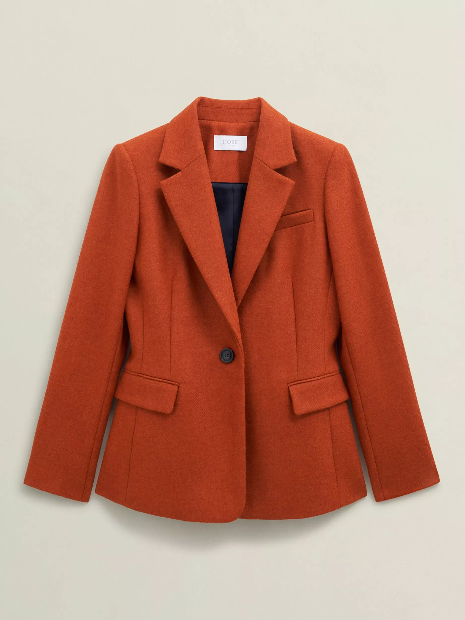 Hobbs Jess Textured Pure Wool Jacket, Orange | John Lewis (UK)