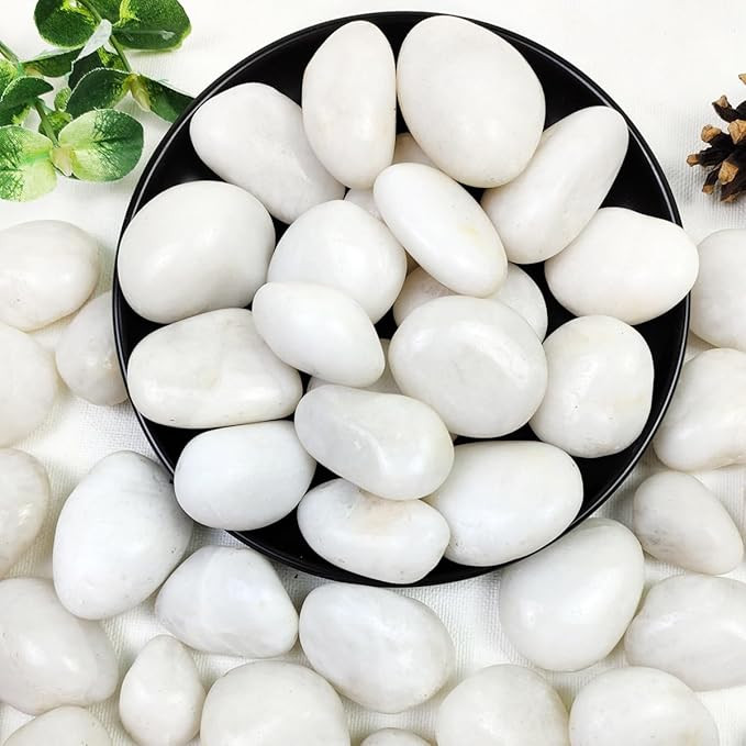 40lbs White River Rocks for Garden Landscaping, 1-2 Inch Natural Pebbles for Indoor Plants, High ... | Amazon (US)