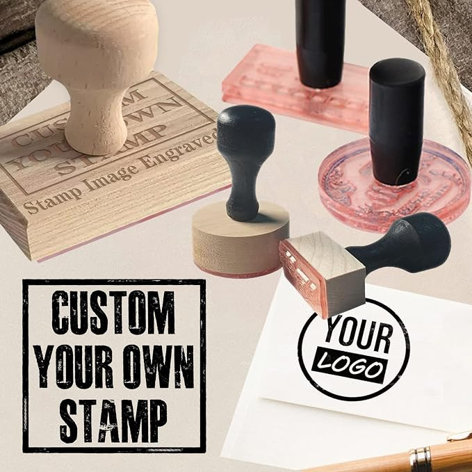 Custom Stamp with Logo Text - Personalized Rubber Stamp with Handle - Address Stamps for Business... | Amazon (US)