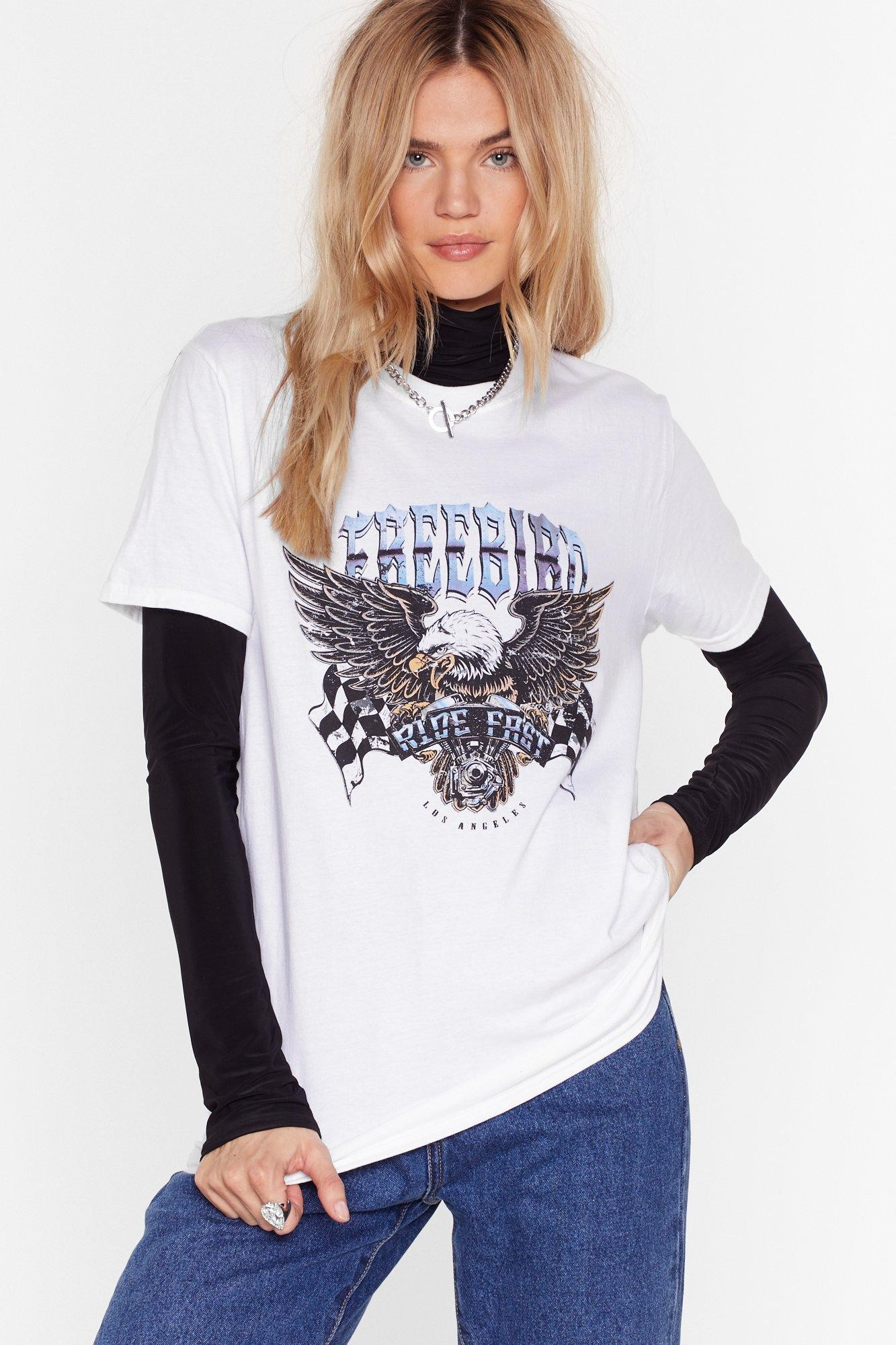 Womens Free Bird Graphic Band Tee - White | NastyGal (US & CA)