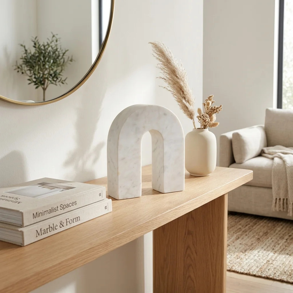 Modern Neutral Marble Horseshoe Tabletop Decorative Object | Wayfair North America