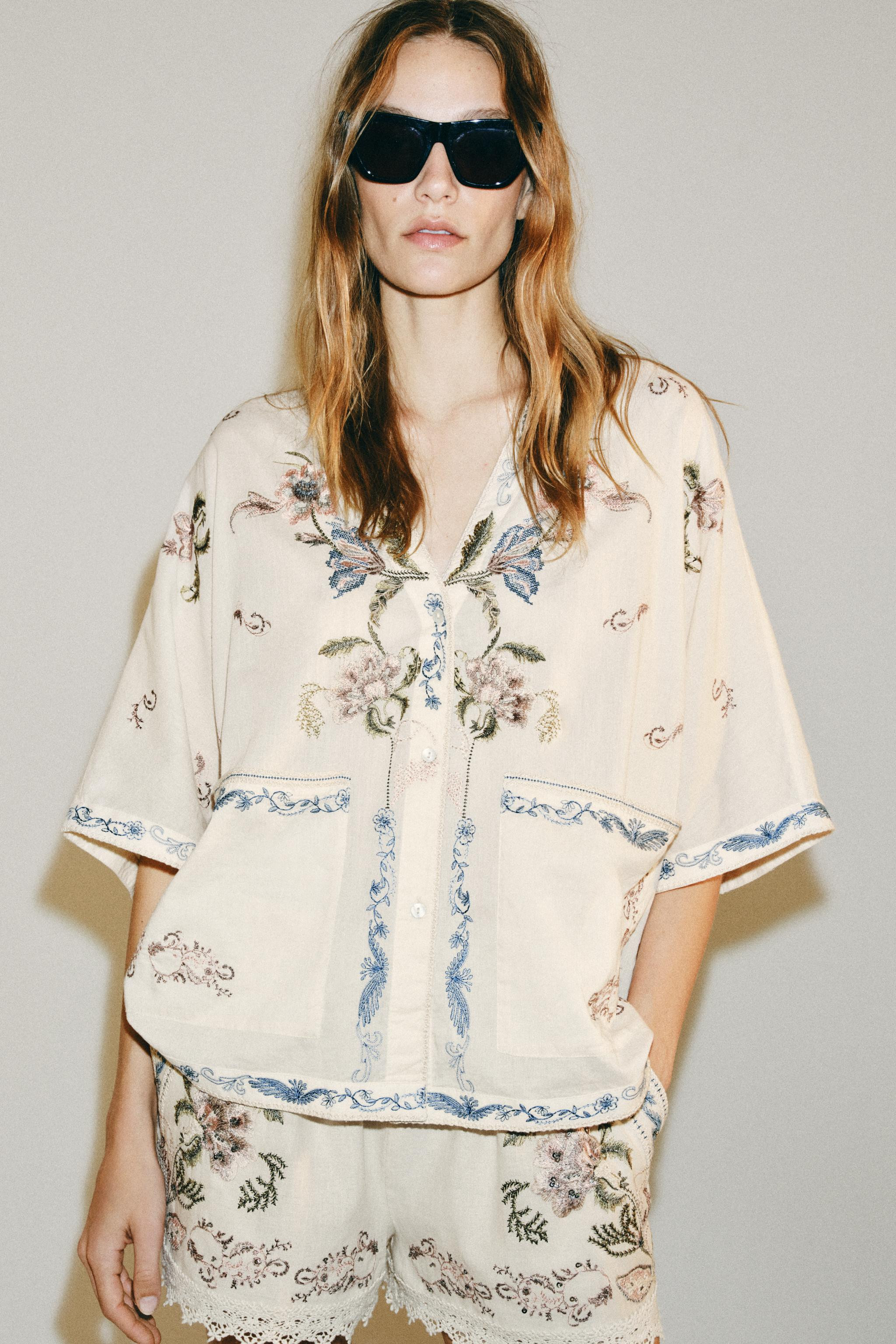 ZW COLLECTION EMBROIDERED SHIRT | Zara US