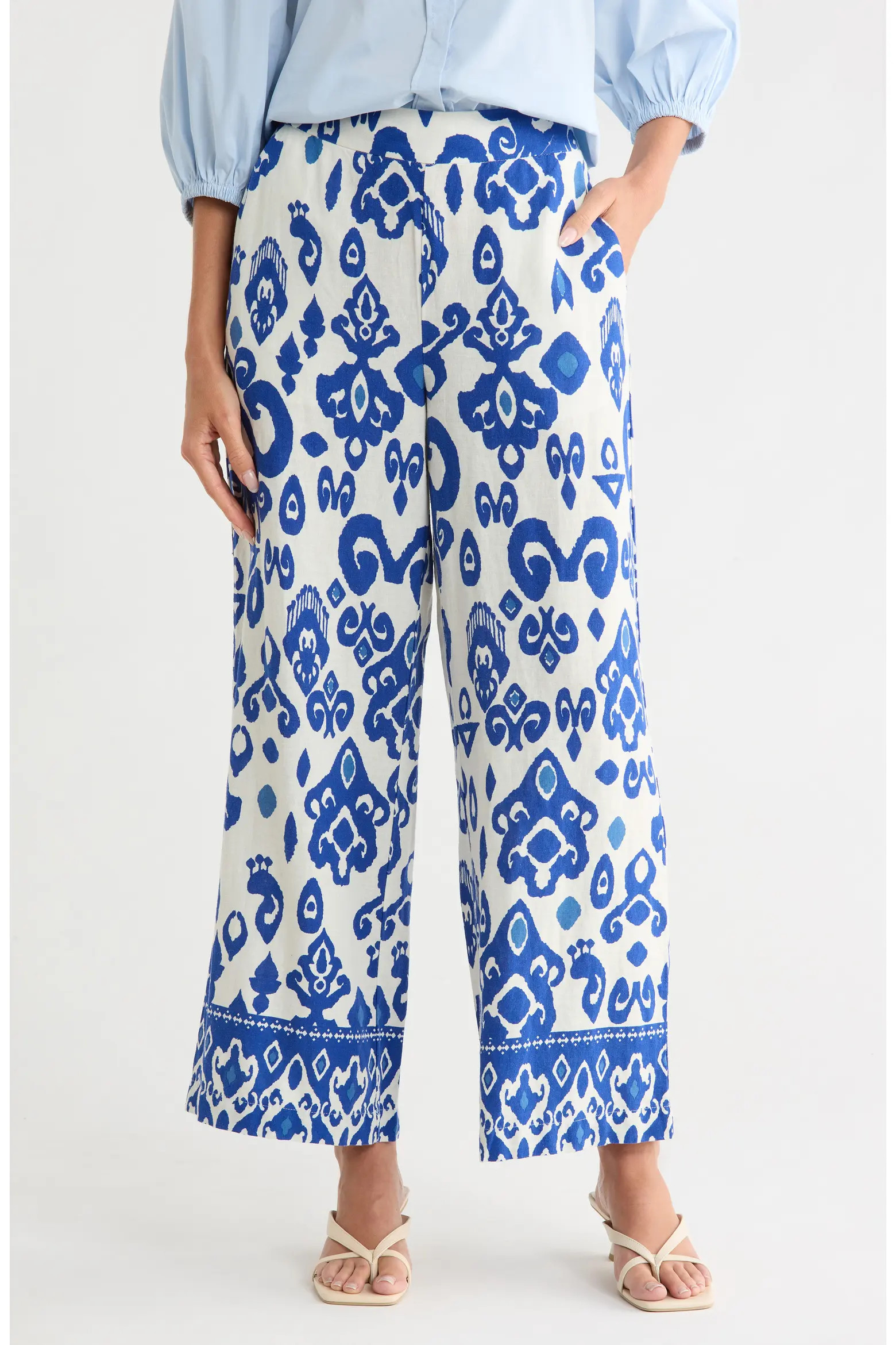 Placed Print Linen Blend Pull-On Pants (Women) | Nordstromrack | Nordstrom Rack