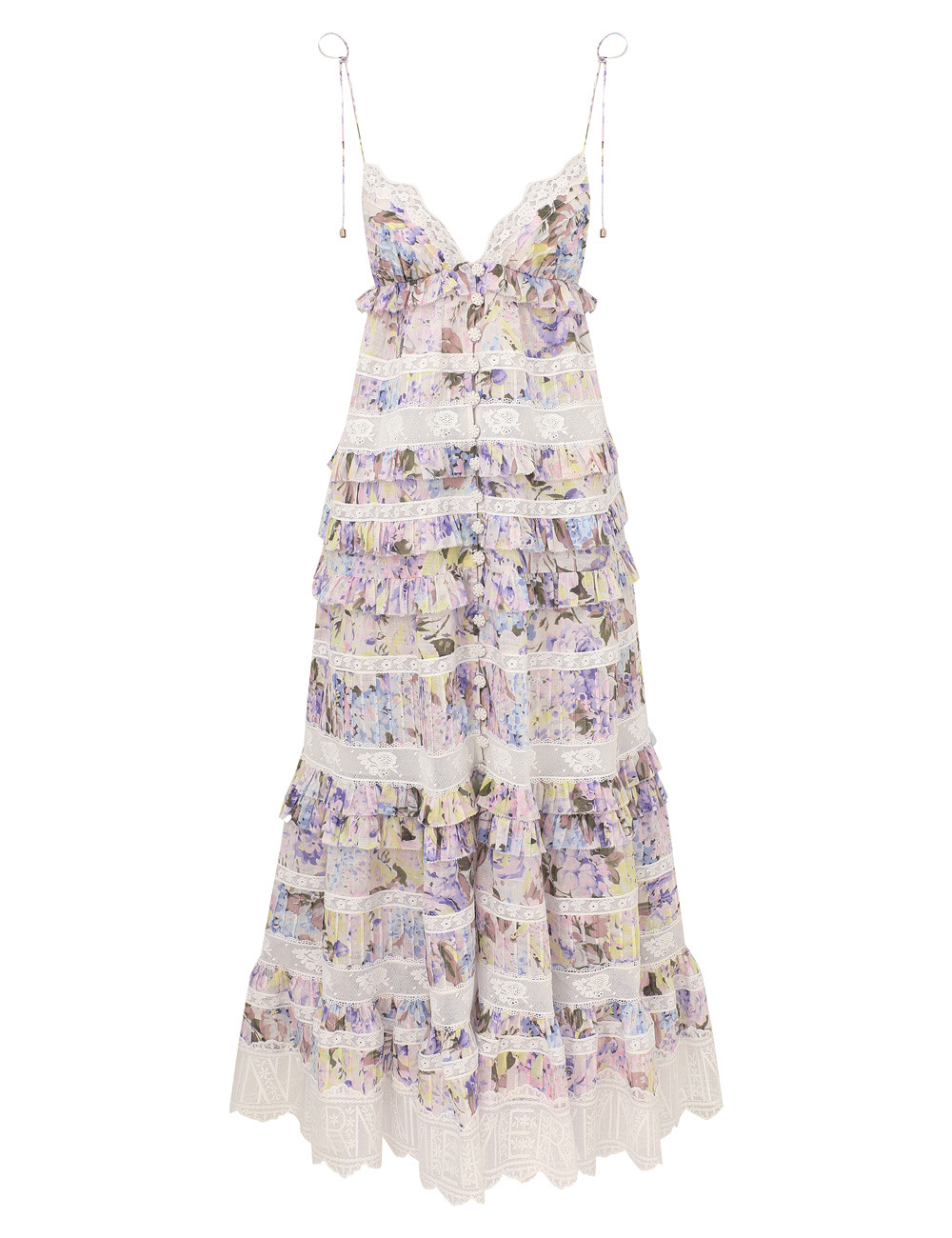 Solstice Tiered Midi Dress - Lilac Watercolour Floral            
        
            

    
   ... | ZIMMERMANN (US, CA, EU, MENA)