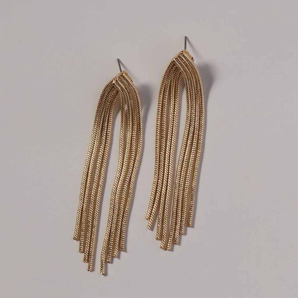 Gold Waterfall Chain Earrings | Nickel and Suede
