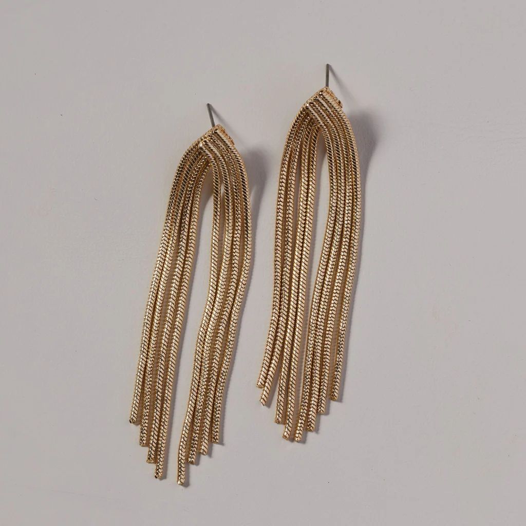 Gold Waterfall Chain Earrings | Nickel and Suede