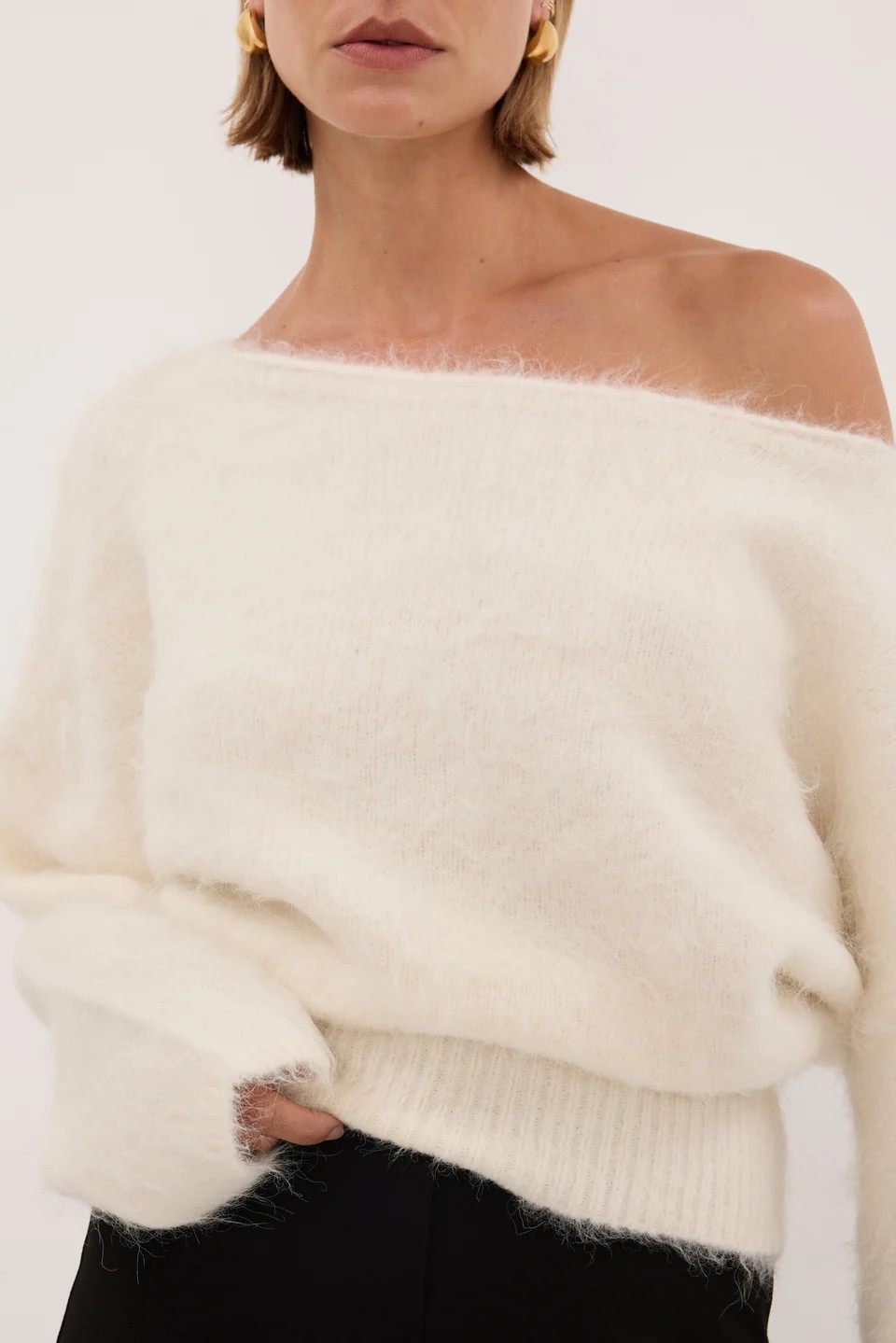 SALMA IVORY ASYM KNIT JUMPER | DISSH