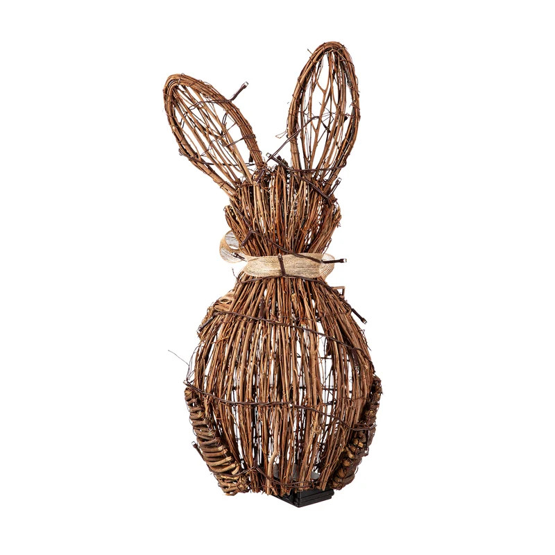 Easter Rattan Bunny LED Decor, 18.5"H | Plow & Hearth