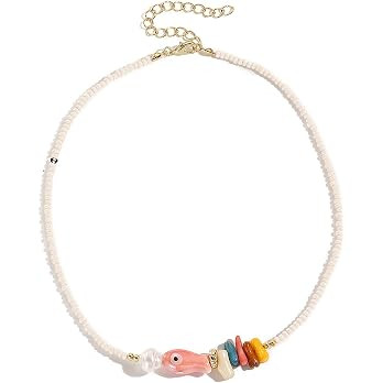 Shell Starfish Fish Toggle Charm Necklace Stack Boho Colorful Pearl Beaded Necklace Summer Coasta... | Amazon (US)