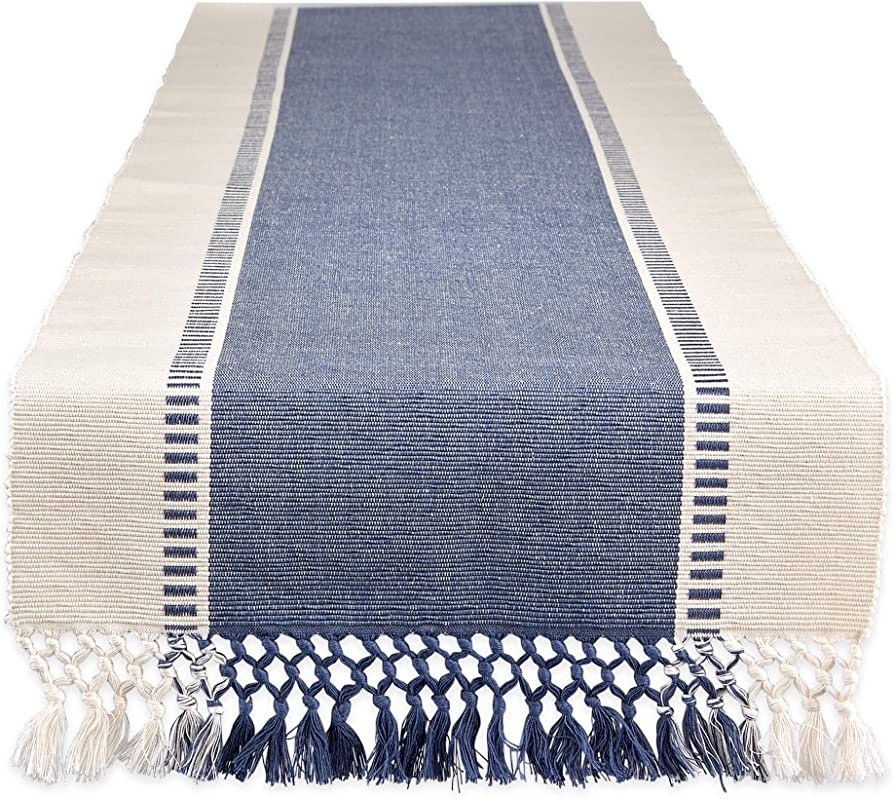DII Dobby Stripe Woven Table Runner, 13x108-inch, French Blue | Amazon (US)
