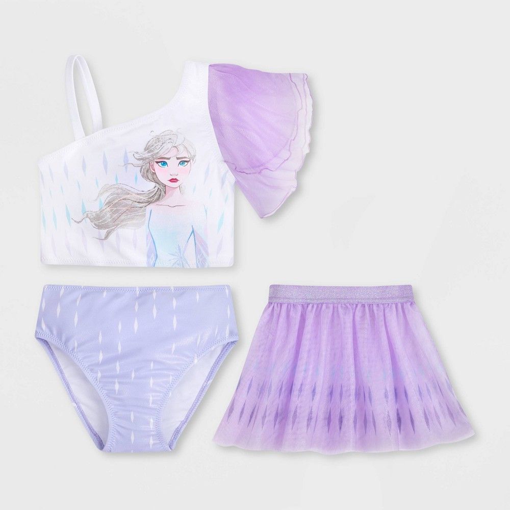 Girls' Disney Frozen 2 3pc Midkini Set - White/Purple 4 - Disney Store | Target