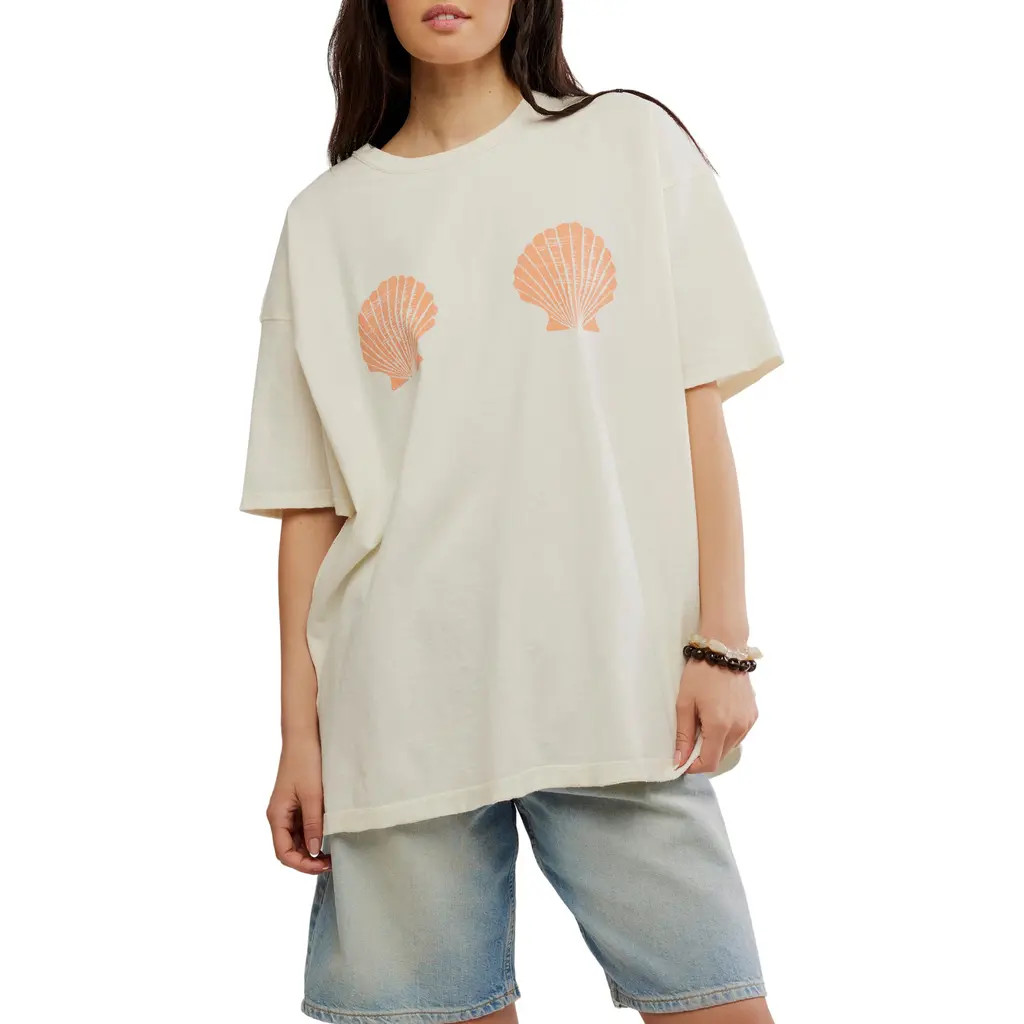 Free People Shell Oversize Cotton Graphic T-Shirt in Ivory at Nordstrom Rack, Size X-Large | Nordstrom Rack