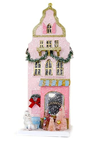 Pale Pink Patisserie Bakery Shop with Poodle Christmas Village Store House, Multicolor | Amazon (US)