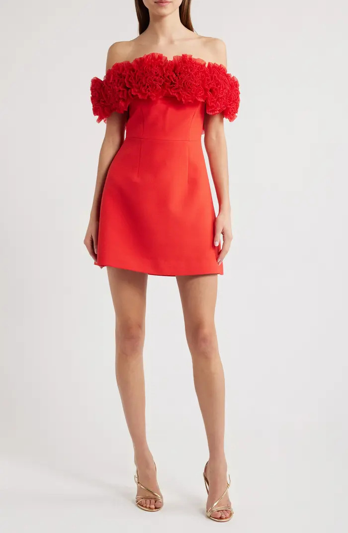 Nahla Rosette Off the Shoulder Cocktail Minidress | Nordstrom