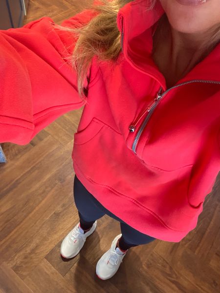 Cozy translational outfit. Lululemon Scuba (Carnation Red) and Lululemon Align Leggings (Black) 

#LTKshoecrush #LTKSeasonal #LTKfit