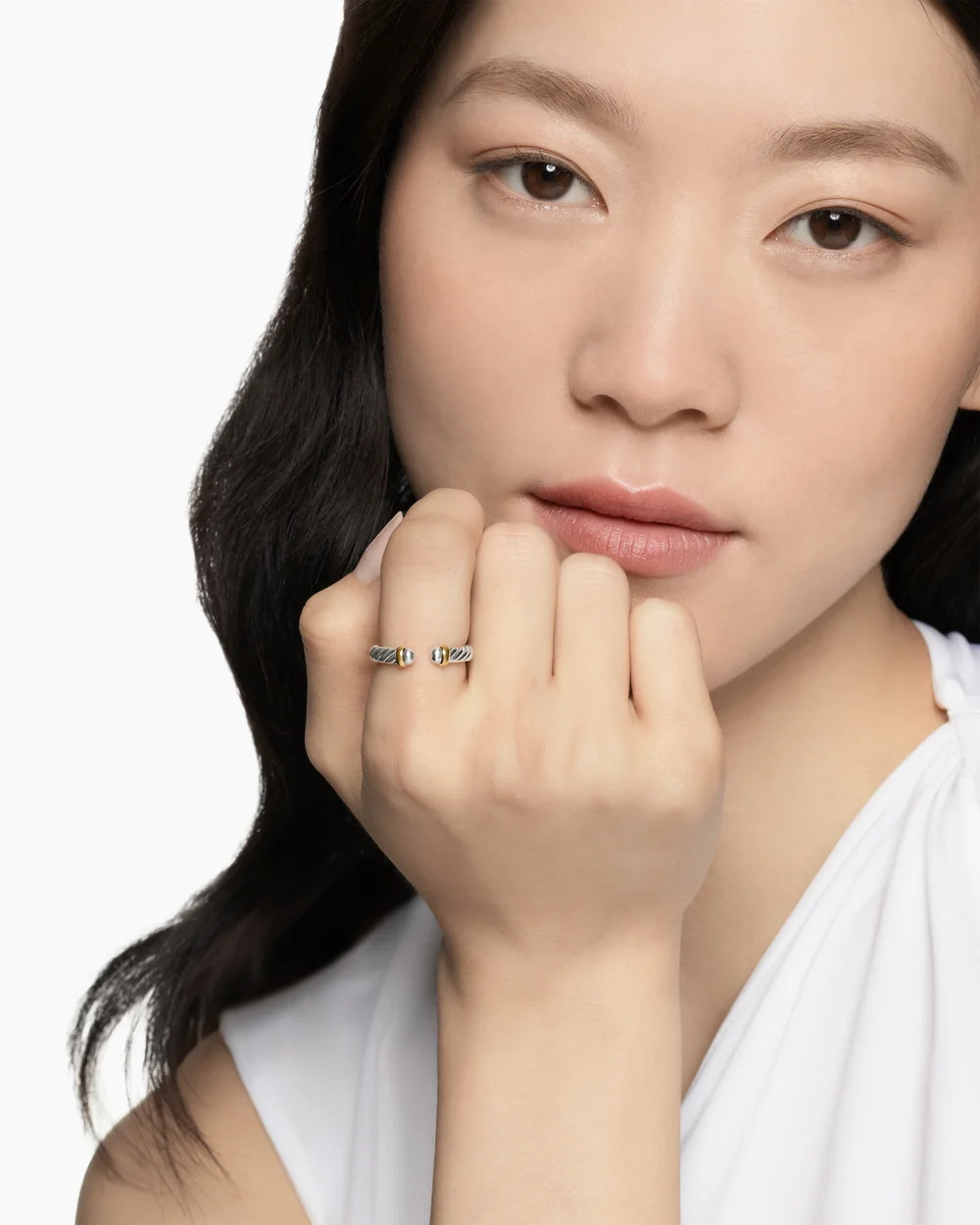 David Yurman | Petite Cable Ring in Sterling Silver with 14K Yellow Gold, 3.4mm | David Yurman