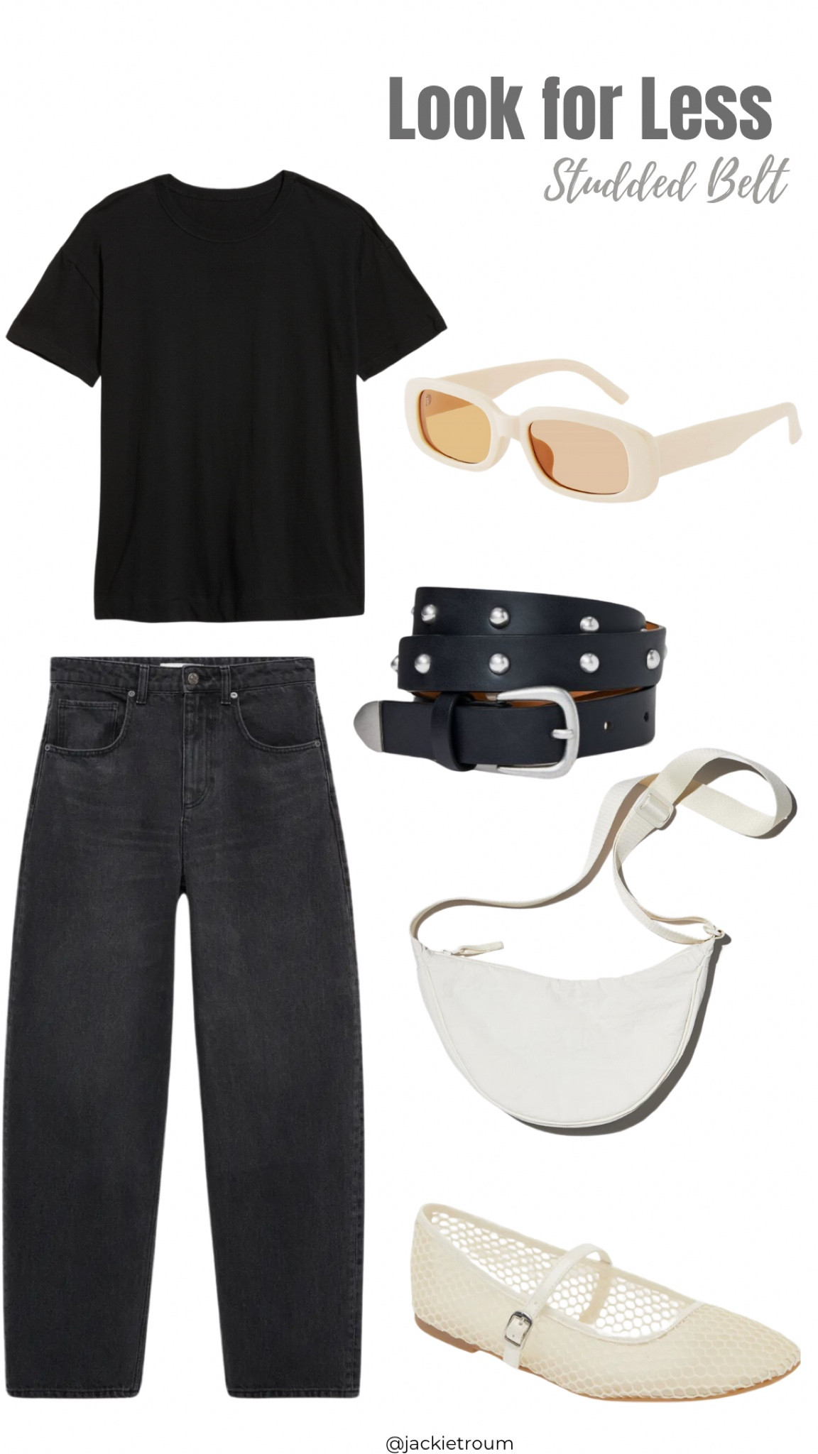 And if you like the look but not the price, here’s this week’s look for less.

Black Studded Belt: Target
Black High Waisted Balloon Jeans: Mango
Black Oversized Tee: Old Navy
White Mesh Flats: Open Edit
Crossbody Bag: Lululemon
Sunglasses: Amazon

#LTKfindsunder100 #LTKstyletip #LTKSeasonal