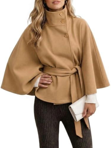 Wool Cape Coat for Women 2026 Fall Winter Ponchos Peacoat Warp Jacket, CMS | Amazon (US)