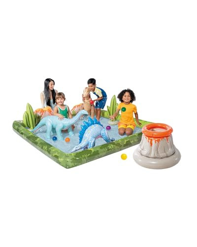 INTEX Jurassic Adventure Inflatable Kiddie Pool with Water Sprayer, Slide & Dinosaurs - 79" x 79" x 14" - Ages 2+ | Amazon (US)