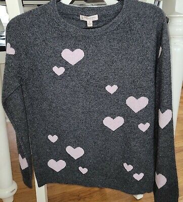NWT  PHILOSOPHY WOMEN 100% CASHMERE SWEATER GRAY/PINK HEARTS SIZE SMALL | eBay US