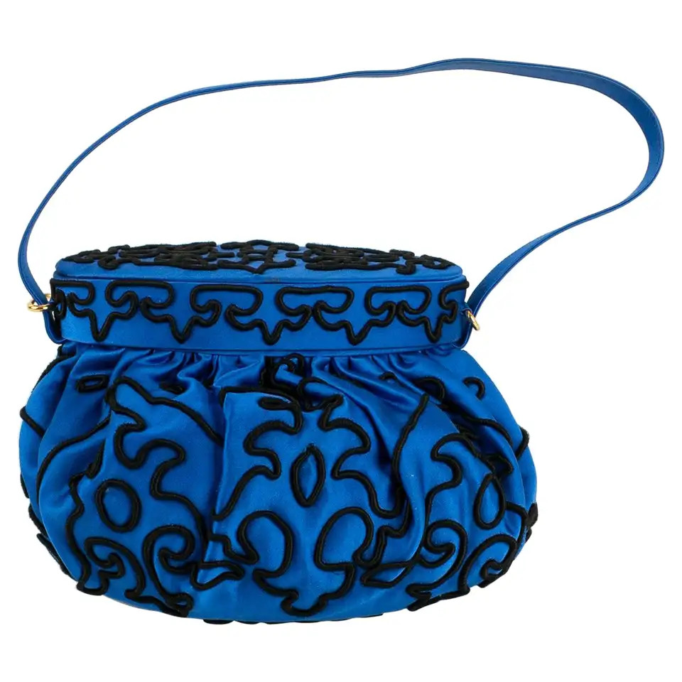 Renaud Pellegrino Blue Silk Bag | 1stDibs