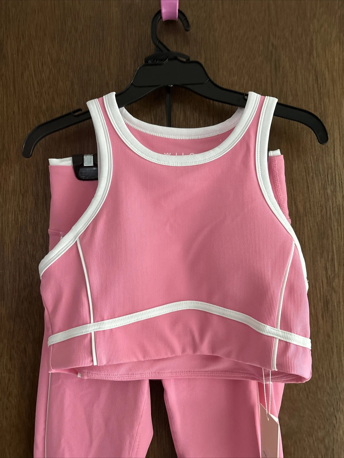 wilo the label women’s 2pc bra leggings set size small pink white details NWT | eBay US