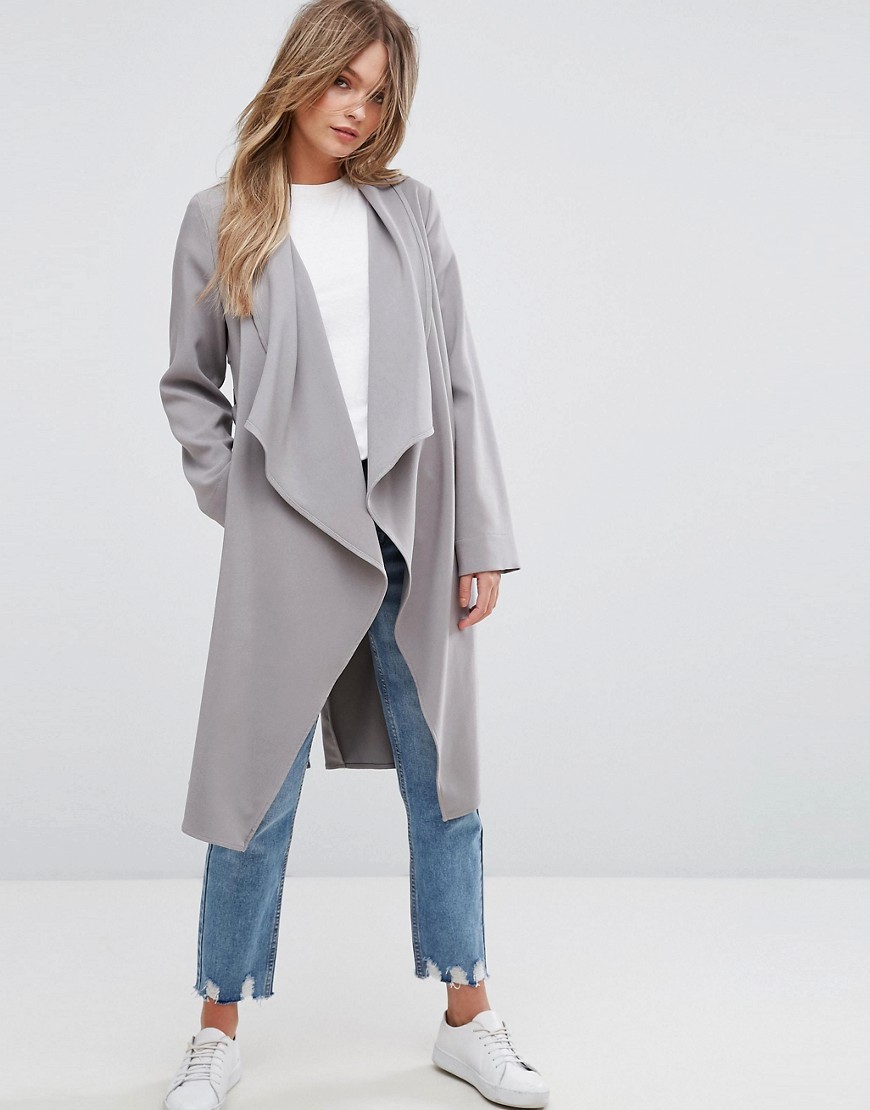 New Look Waterfall Duster Jacket - Gray | ASOS US