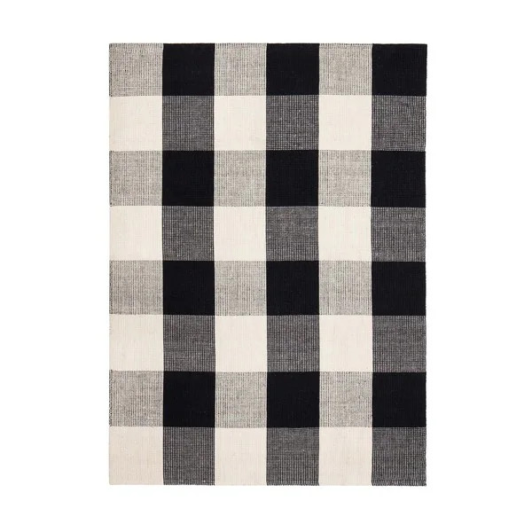 Jani Perry Black and Ivory Buffalo Plaid Jute Rug | Bed Bath & Beyond