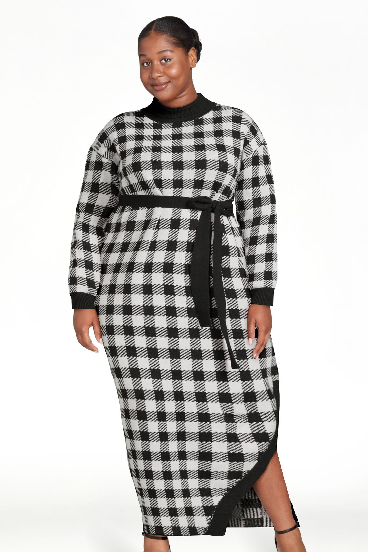 ELOQUII Elements Women's Plus Size Funnel Neck Maxi Sweater Dress - Walmart.com | Walmart (US)