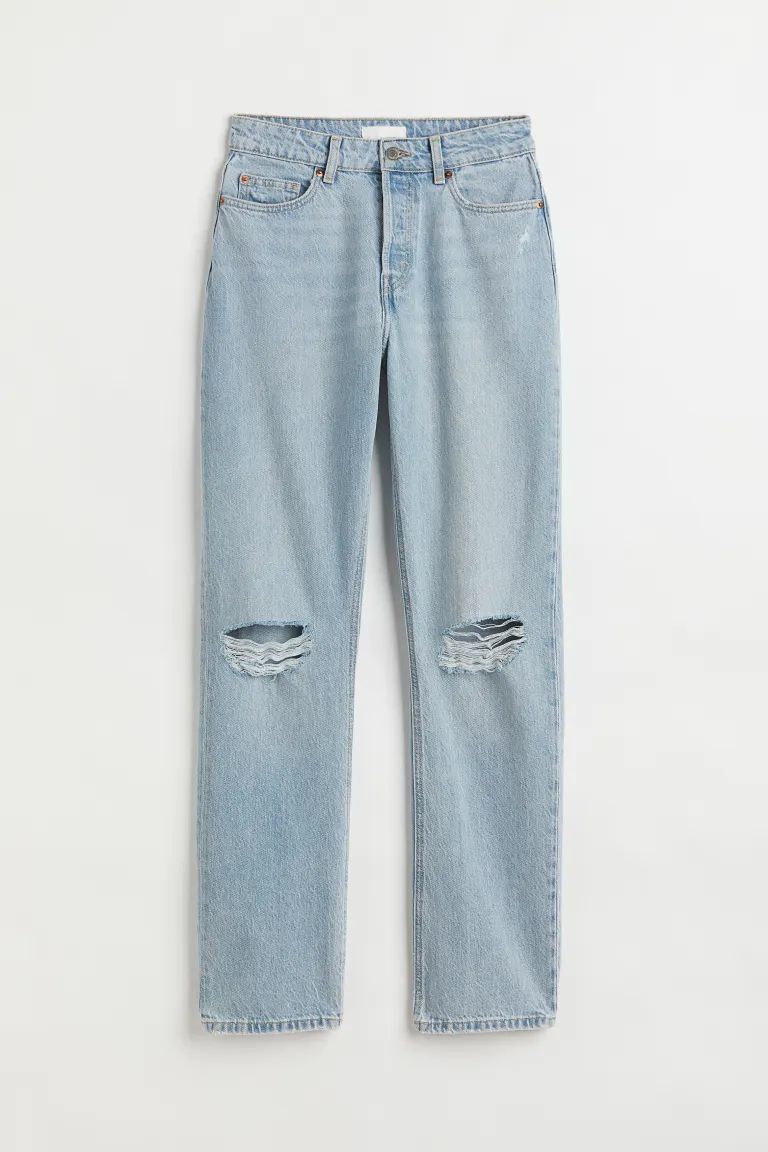 Conscious choice  New Arrival5-pocket jeans in washed cotton denim. High waist, button fly, and s... | H&M (US + CA)