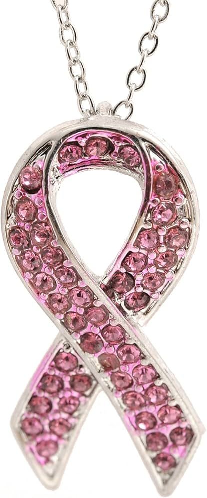 Spinningdaisy Breast Cancer Awareness Pink Ribbon Necklace | Amazon (US)