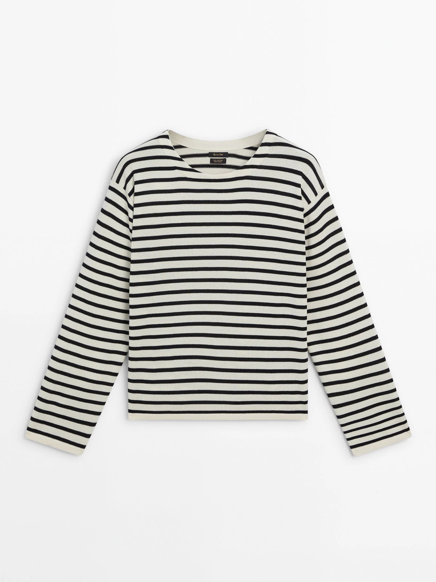 Gestreifter Strickpullover mit Rundausschnitt | Massimo Dutti DE