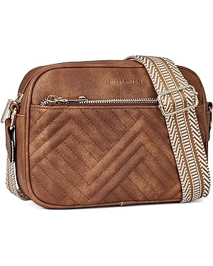 BOSTANTEN Quilted Crossbody Bags for Women Vegan Leather Purses Small Shoulder Handbags with Wide... | Amazon (US)