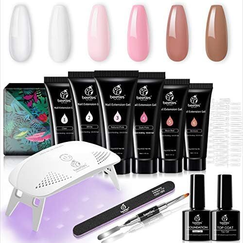 Beetles Poly Extension Gel Nail Kit, Clear Nail Builder Gel Pink Nude Poly Nail Enhancement Trial Al | Amazon (US)