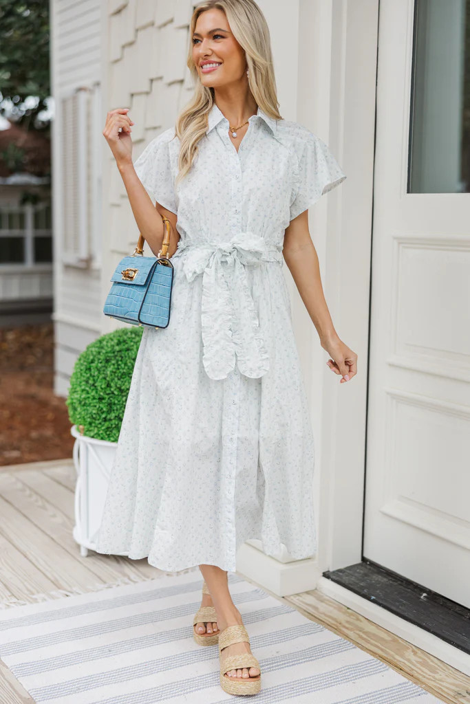 All In A Dream Light Blue Medallion Midi Dress | The Mint Julep Boutique