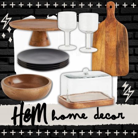 H&M home decor, cake plate, wine glasses, wooden board, serving board, cutting board, butter bell, wooden bowl, stoneware, plates 

#LTKunder100 #LTKSeasonal #LTKhome