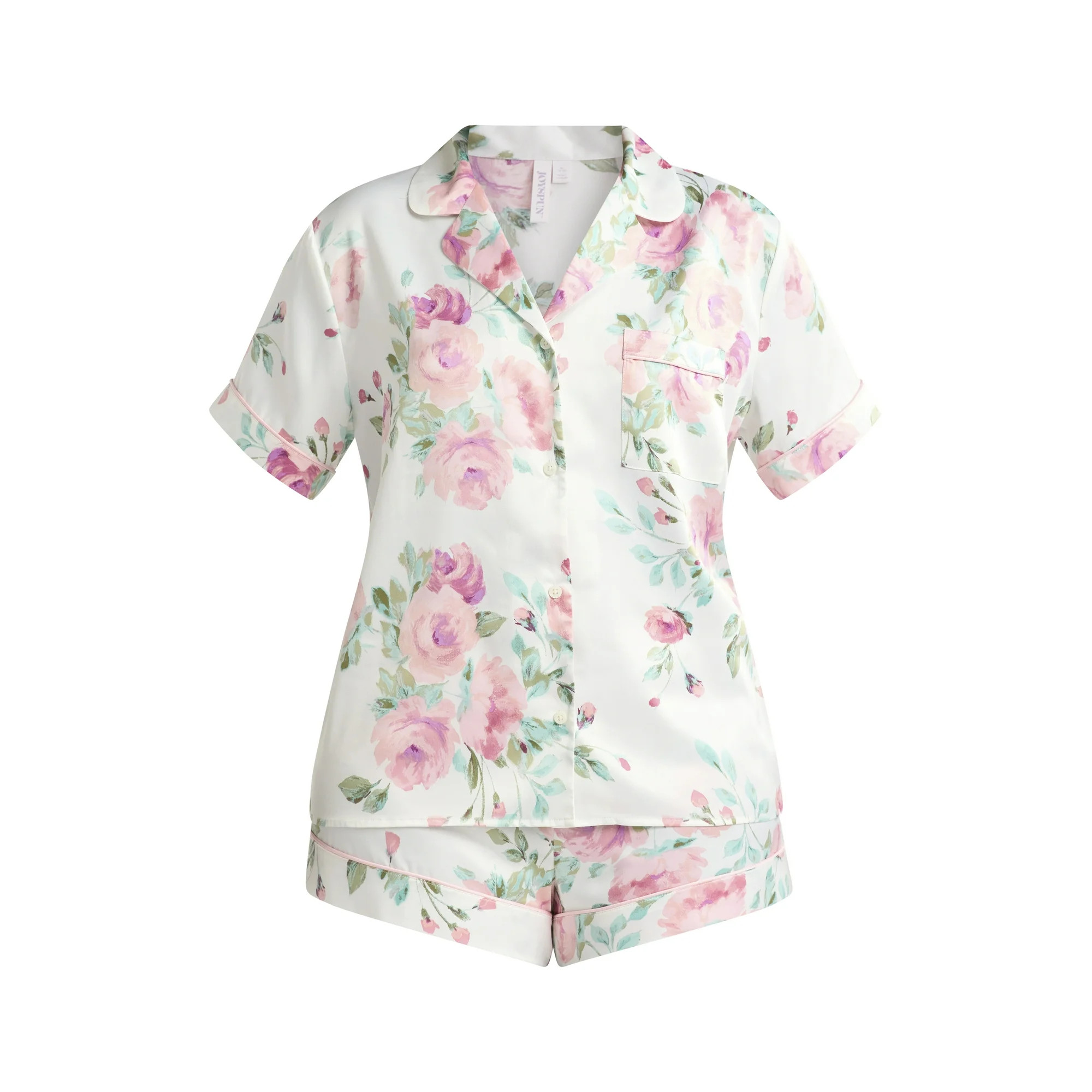 Joyspun Women’s and Women’s Plus Bridal Satin Shortie Pajama Set, Sizes XS to 3X | Walmart (US)