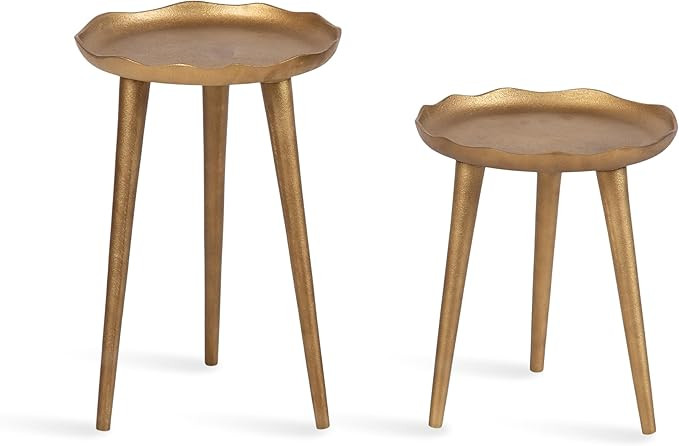 Kate and Laurel Alessia Modern Round Outdoor Plant Stand Set, Set of 2, Gold, Cast Aluminum Two-P... | Amazon (US)