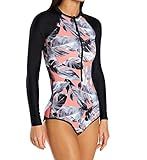 Body Glove Women's Long Sleeve Paddle One Piece Swimsuit with UPF 50+, Lost Coral Leaf Print, Medium | Amazon (US)