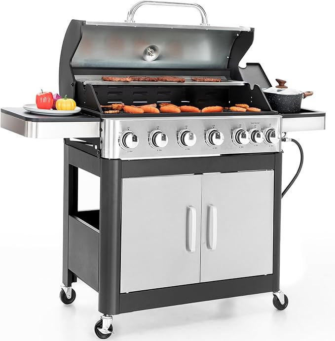 Sophia & William 6-Burner Propane Gas BBQ Grill with Side Burner & Porcelain-Enameled Cast Iron G... | Amazon (US)