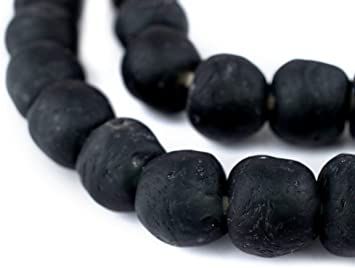 Amazon.com: TheBeadChest Charcoal Black Recycled Glass Beads 18mm Ghana African Sea Glass Round L... | Amazon (US)