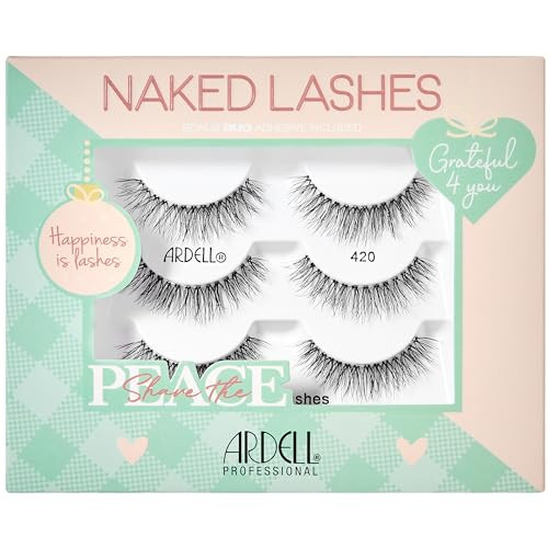 Ardell Naked Lashes 420-3-Pair Holiday Gift Set, Natural False Eyelashes, Soft & Fluffy, 1 Pack | Amazon (US)