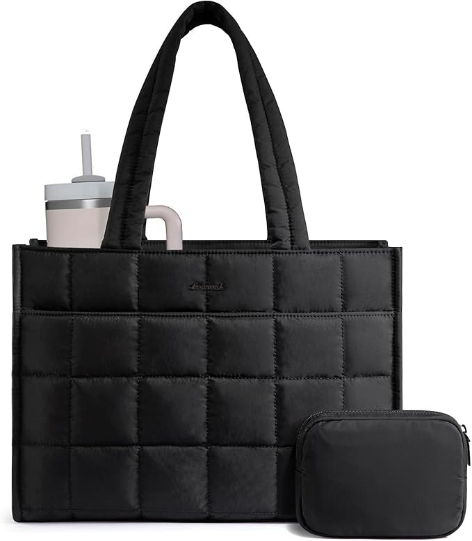 LOVEVOOK Tote Bag for Women, Puffer Work Handbag 15.6 Inch Laptop Purse for Nurse Teacher, Large ... | Amazon (US)