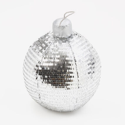 Silver Tone Bauble Plush Cushion 50x40cm | TK Maxx
