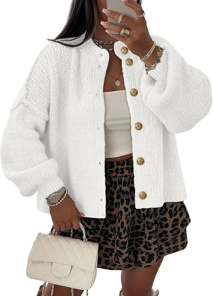 LILLUSORY Women Chunky Cropped Oversized Cardigan Sweater Fall Cozy Outfit Fashion Clothes Winter... | Amazon (US)